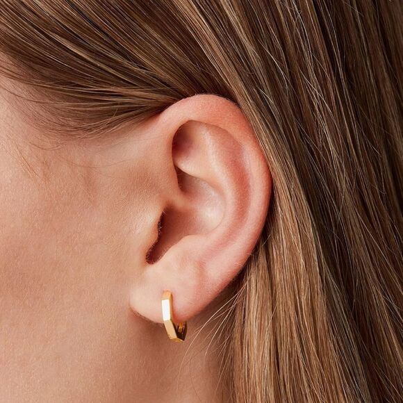 Ultra thick geometric mini huggie earrings - Picture 1 of 4